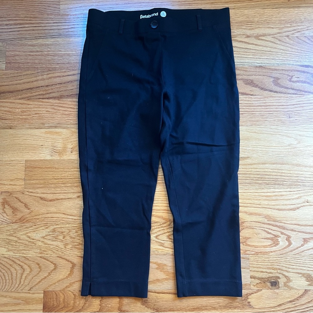 Betabrand black crop two pocket dress pant yoga pants size large petite